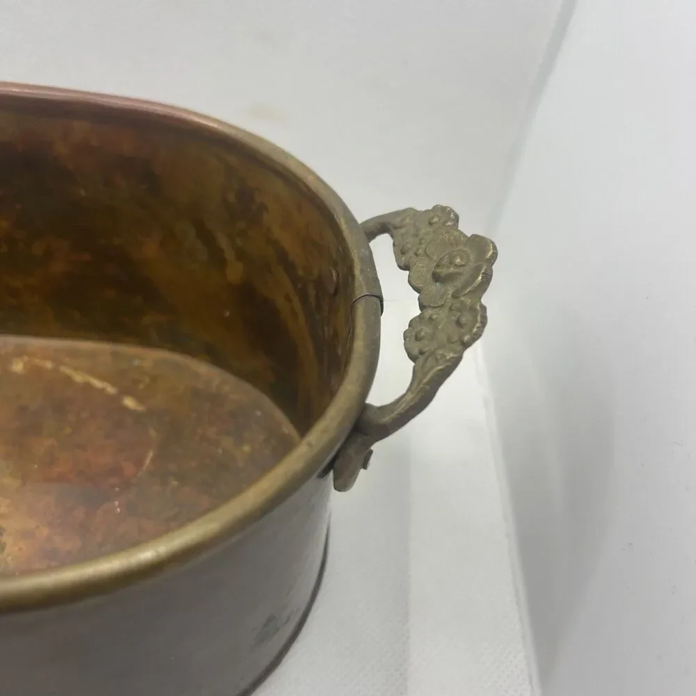 Vintage copper Duck planter with brass handles oval hand made VERY RARE